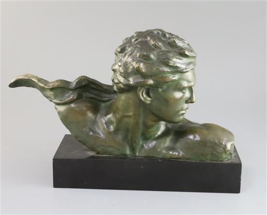 Alexandre Kelety (1874-1940). A bronze bust of the aviator Mermoz, 15in. height 10in.